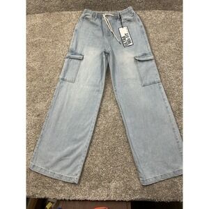 Y2K Style Cargo Pants Almost Famous Women's Medium Relaxed Fit Denim Pants NEW